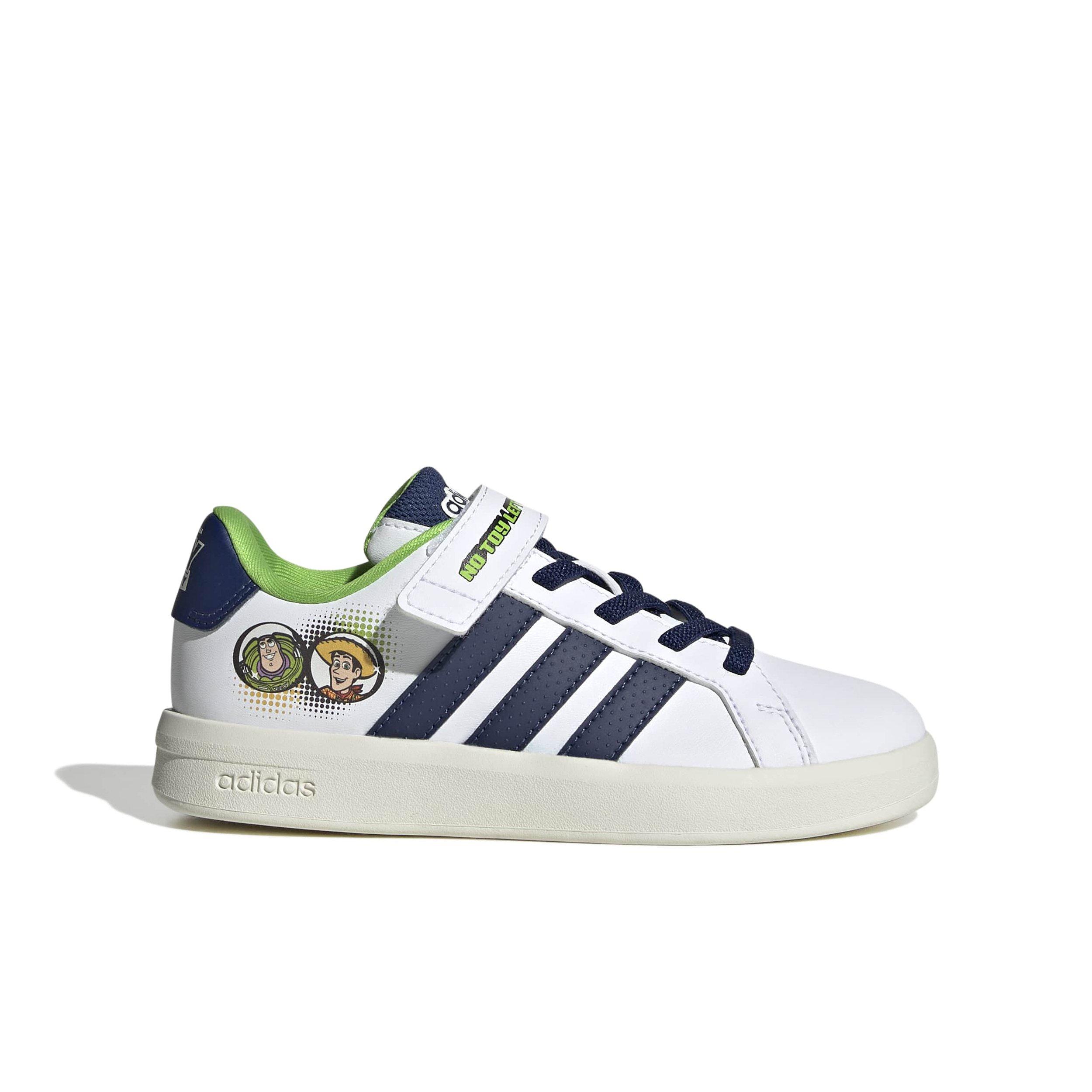 adidas Pixar Toy Story Grand Court "Ftwr White/Dark Blue/Off White" Preschool Boys' Shoe - WHITE/DK BLUE/OFF WHITE
